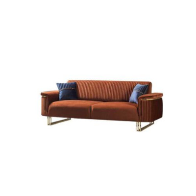 Oranger Dreisitzer Luxuriöses Stoffsofa Moderne Wohnzimmer Sitzmöbel