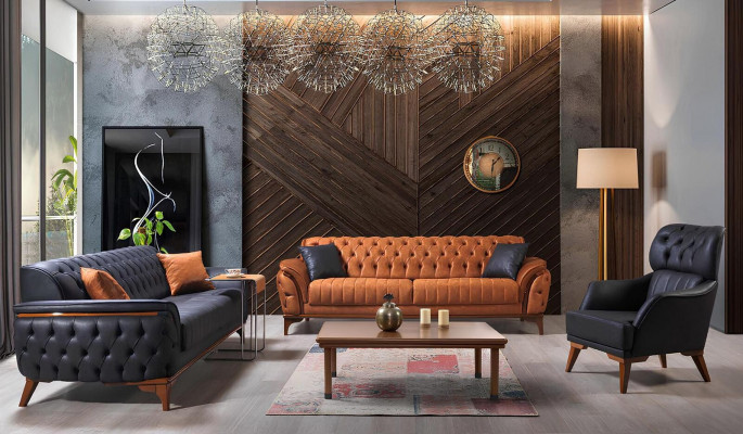 Schwarzer Chesterfield Sessel Luxuriöser Einsitzer Wohnzimmer 1-Sitzer
