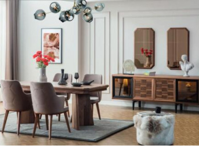 Stilvolle Essgruppe Exklusiver Holztisch Designer Sideboard Stühle 10tlg