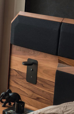 Braun-Schwarze Holz Schlafzimmer Garnitur Doppelbett 2x Nachttische 3tlg