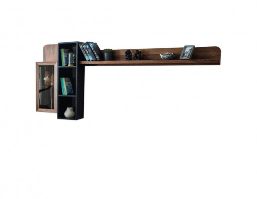 Braune Wohnzimmer Wandgarnitur Designer TV-Ständer RTV Holz Regale LED