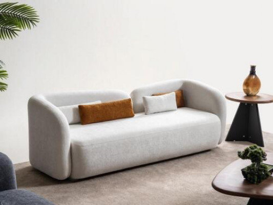 Modern Design Polster Weiß Sitz Couch 3 Sitzer Sofa Sofas Textil Stoff