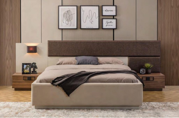 Designer Schlafzimmer Set Modernes Großes Bett Holz Kommode Nachtkonsole