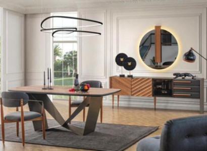 Stilvolle Esszimmer Garnitur Designer Esstisch 4x Polsterstühle Anrichte