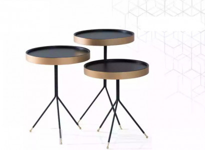Beistelltisch 3x rund Dekotisch Lampentisch Sofatisch Tisch Holz schwarz