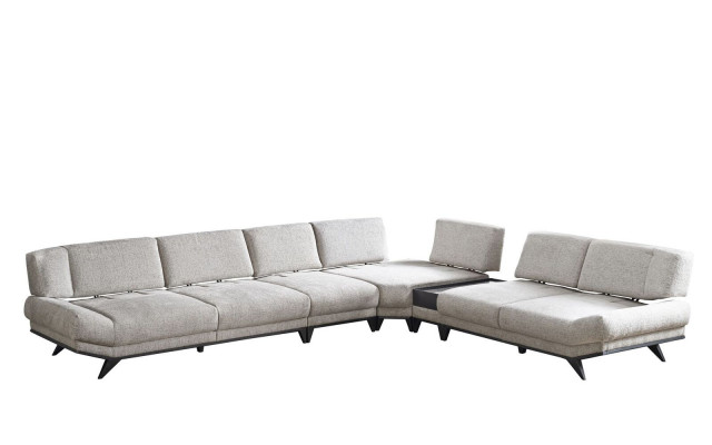 Graues Wohnnzimer Sofa L-Form Wohnlandschaft Ecksofa Polster Couch Neu