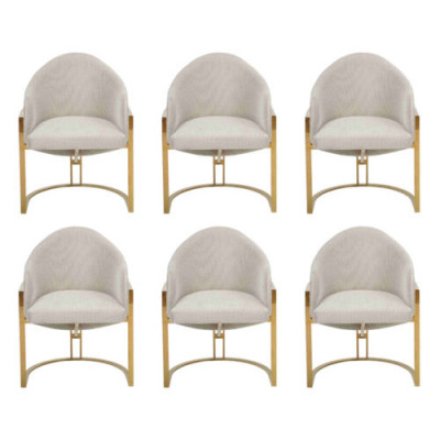 Modern 6x Stühle Polsterstuhl Esszimmerstuhl Metall Küchenstuhl Weiß Stilvoll