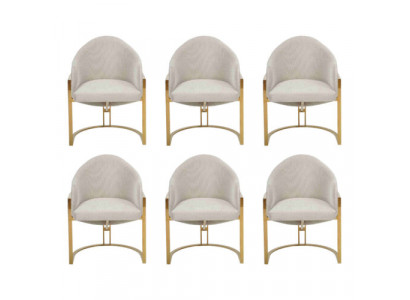 Modern 6x Stühle Polsterstuhl Esszimmerstuhl Metall Küchenstuhl Weiß Stilvoll