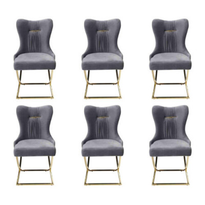 Stilvoll Esszimmer 6x Stühle Luxus Sessel Stuhl grau Sessel Wohnzimmer Möbel neu