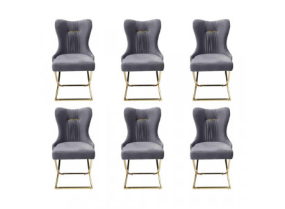 Stilvoll Esszimmer 6x Stühle Luxus Sessel Stuhl grau Sessel Wohnzimmer Möbel neu