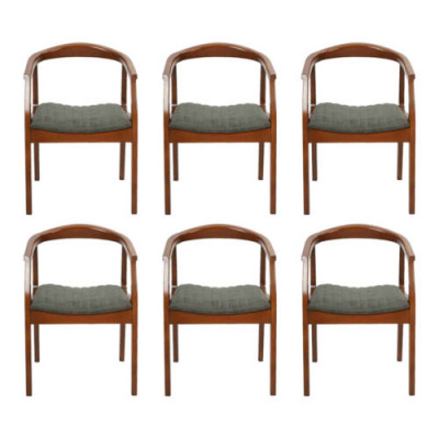 Stuhl Braun Design Wohnzimmer Esszimmer Holz 6x Stühle Polster Neu