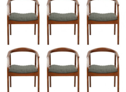 Stuhl Braun Design Wohnzimmer Esszimmer Holz 6x Stühle Polster Neu