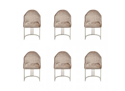 Luxus Esszimmerstuhl 6x Stühle Textildesign Metall zeitgenössische Stuhlmöbel