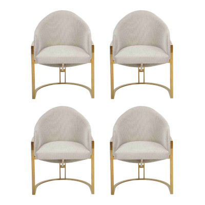 Modern 4x Stühle Polsterstuhl Esszimmerstuhl Metall Küchenstuhl Weiß Stilvoll