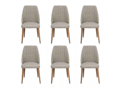 Modern 6x Stühle Polsterstuhl Luxus Sessel Grau Stuhl Lehnstuhl Esszimmer