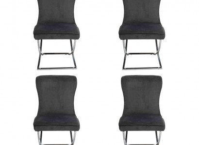 Сhesterfield Schwarz 4x Stühle Ohne Armlehnen Metallrahmen Esszimmer Stühle