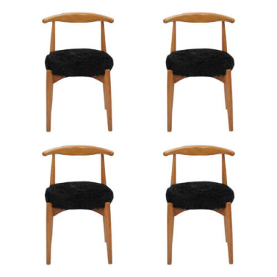 Modern Esszimmer Holz 4x Stühle Braun Ohne Armlehne Design gepolsterter Stuhl