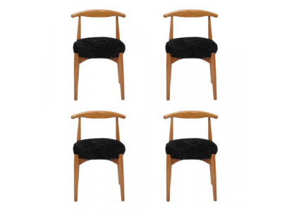 Modern Esszimmer Holz 4x Stühle Braun Ohne Armlehne Design gepolsterter Stuhl
