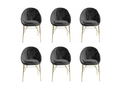 Moderne Design Schwarz 6x Stühle Ohne Armlehne Esszimmer Luxus Möbel