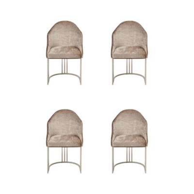 Esszimmerstuhl Luxus 4x Stühle Textil Design Metall Modern Stuhl Möbel