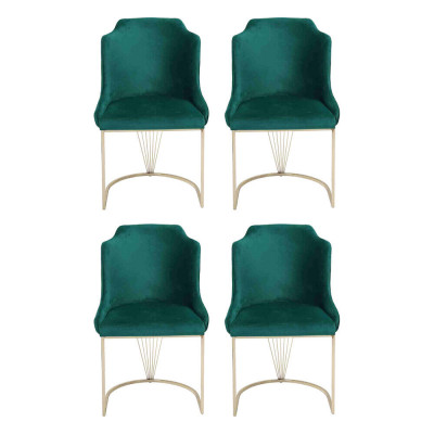 Designer Grüner Esszimmerstuhl 4x Stühle Luxus Einsitzer Moderne Esszimmer