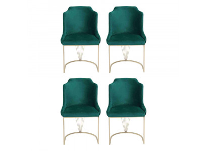 Designer Grüner Esszimmerstuhl 4x Stühle Luxus Einsitzer Moderne Esszimmer