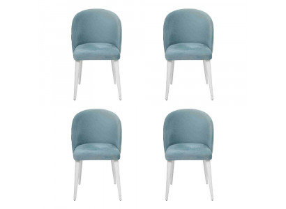 Modern Esszimmer Holz 4x Stühle Blau Ohne Armlehne Neu Design Polster Stuhl
