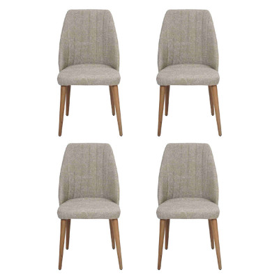 Modern Grau 4x Stühle Polsterstuhl Luxus Sessel Stuhl Lehnstuhl Esszimmer