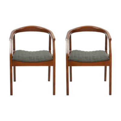 Stuhl Braun Design Wohnzimmer Esszimmer Holz 2x Stühle Polster mit Armlehne