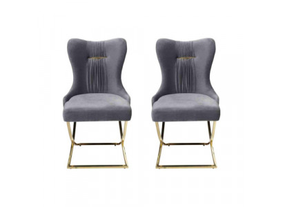 Esszimmer 2x Stühle Luxus Sessel Stuhl Grau Lehnstuhl Wohnzimmer Möbel Neu