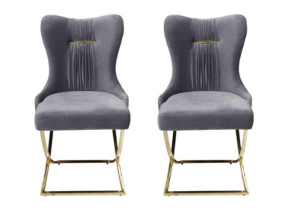 Esszimmer 2x Stühle Luxus Sessel Stuhl Grau Lehnstuhl Wohnzimmer Möbel Neu