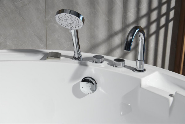 Luxus Whirlpool Badewanne Runde Wanne Licht Wasserfall LED-Beleuchtung 