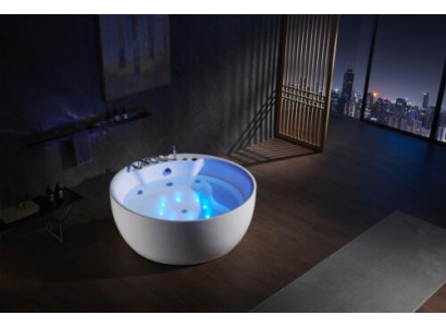 Runde Badewanne Whirlpool Wannen LED Sprudel Wanne Massage Design Wellness