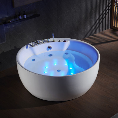 Runde Badewanne Whirlpool Wannen LED Sprudel Wanne Massage Design Wellness