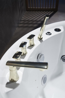 Runde Badewanne Whirlpool Wannen LED Sprudel Wanne Massage Design Wellness