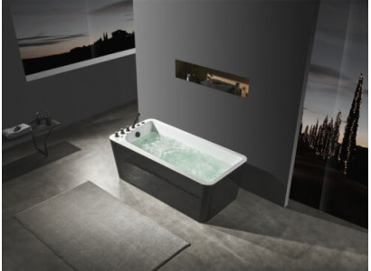 Luxus Badewanne Schwarz Weiße Wanne Badewannen 170x80 mit Armaturen Komplett
