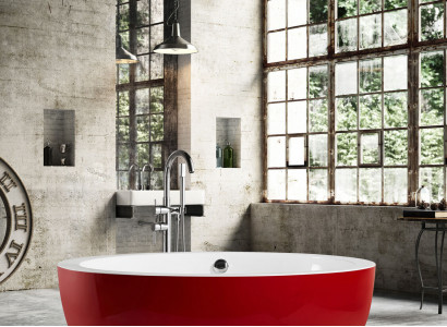 Freistehende Badewanne Wanne Standbadewanne Runder Rot Modern Bad