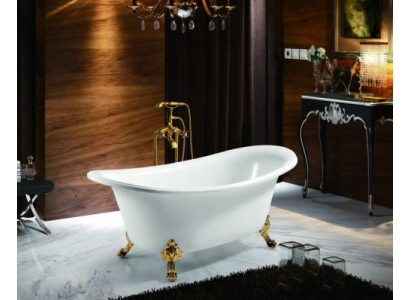 Wanne Standbadewanne Freistehende Badewanne Modern Gold Weiß Oval