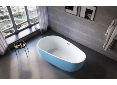 Wanne Standbadewanne Freistehende Badewanne Zeitgenössisch Blau Oval