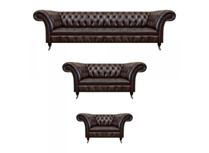 Chesterfield Leder Braun Wohnzimmer Polstermöbel Sofas Set Luxus Einrichtung