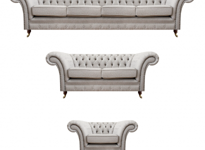 Chesterfield Grau Set Luxus Polstermöbel Sofas Komplett Wohnzimmer