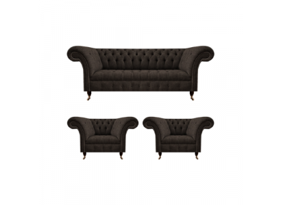 Polstermöbel Chesterfield Wohnzimmer Set 3tlg Luxus Komplett Designer