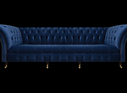 Wohnzimmer Sofa Viersitzer Couch Polstermöbel Blau Luxus Chesterfield