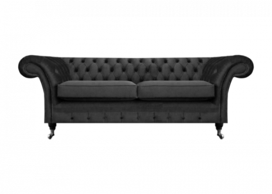 Luxus Schwarz Sofa Zweisitzer Textil Couch Wohnzimmer Einrichtung Chesterfield