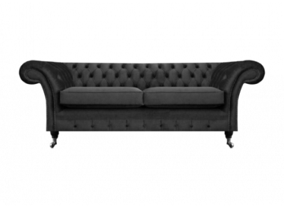 Luxus Schwarz Sofa Zweisitzer Textil Couch Wohnzimmer Einrichtung Chesterfield