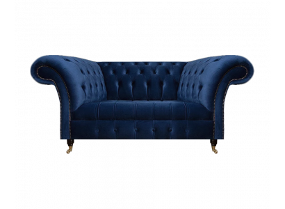 Sofa Zweisitzer Couch Polstermöbel Chesterfield Textil Blau Design Neu