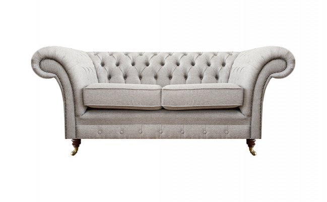 Polstermöbel Grau Zweisitzer Sofa Couch Wohnzimmer Chesterfield