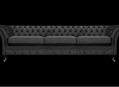Schwarz Möbel Wohnzimmer Sofa Dreisitze Couch Chesterfield Neu Polstermöbel