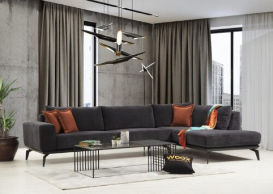 Exklusives Graues Polster Ecksofa Designer Eckgarnitur Moderne Couchen