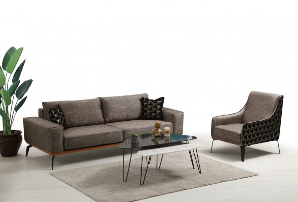 Komplette Wohnzimmer Couchgarnitur 2x 3-Sitzer Sofas Stoff Sessel 3tlg